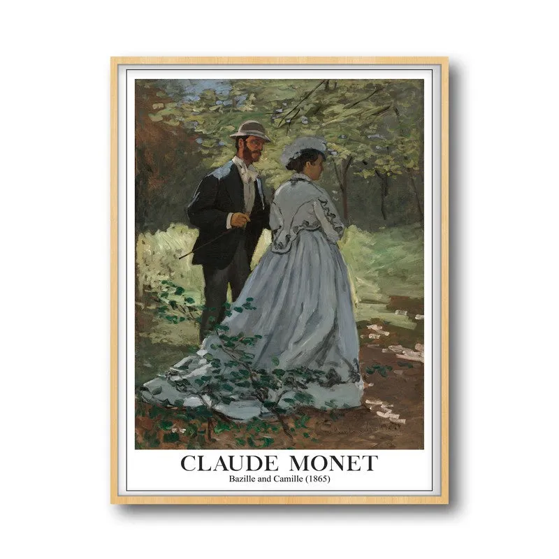 Bazille and Camille, 1865 - Claude Monet Archival Canvas Wall Art - Natural Brown Frame media 5
