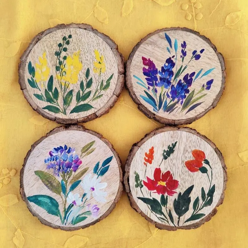 Rivera Bloom Handpainted Coaster -  Set Of Four media 4
