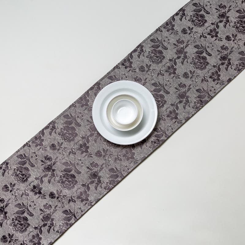 Italian Rose Jacquard Table Runner- Dark Grey media 3