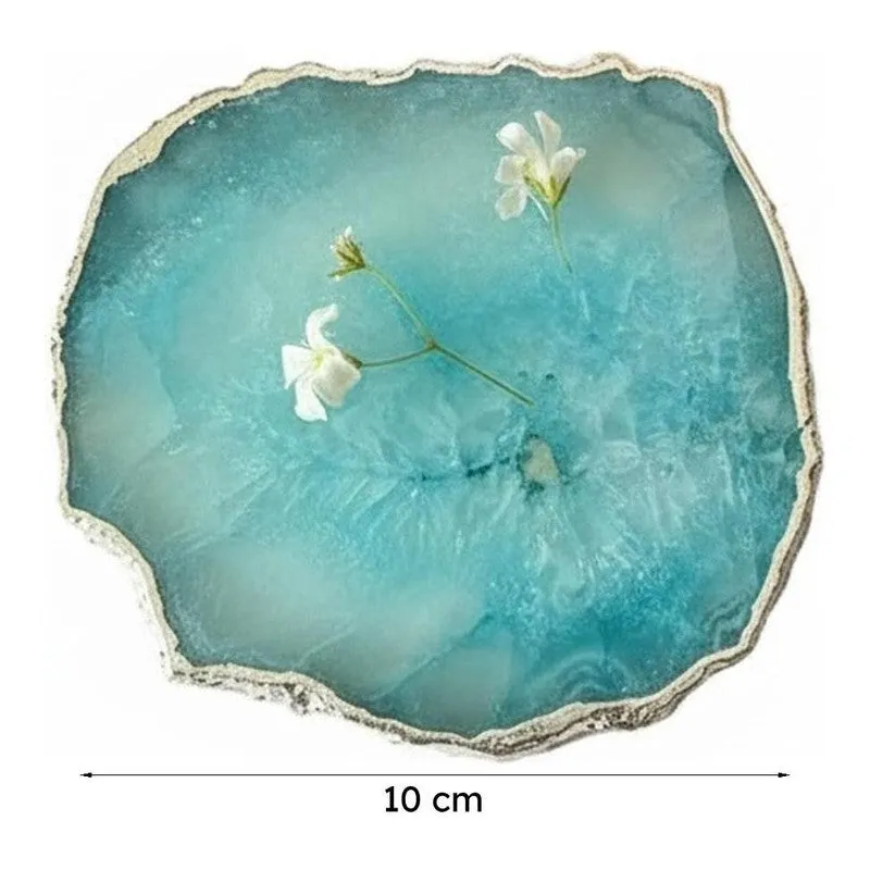 Silasa Handcrafted Crystal Agate Coaster (Turquoise) - Set Of Four media 6
