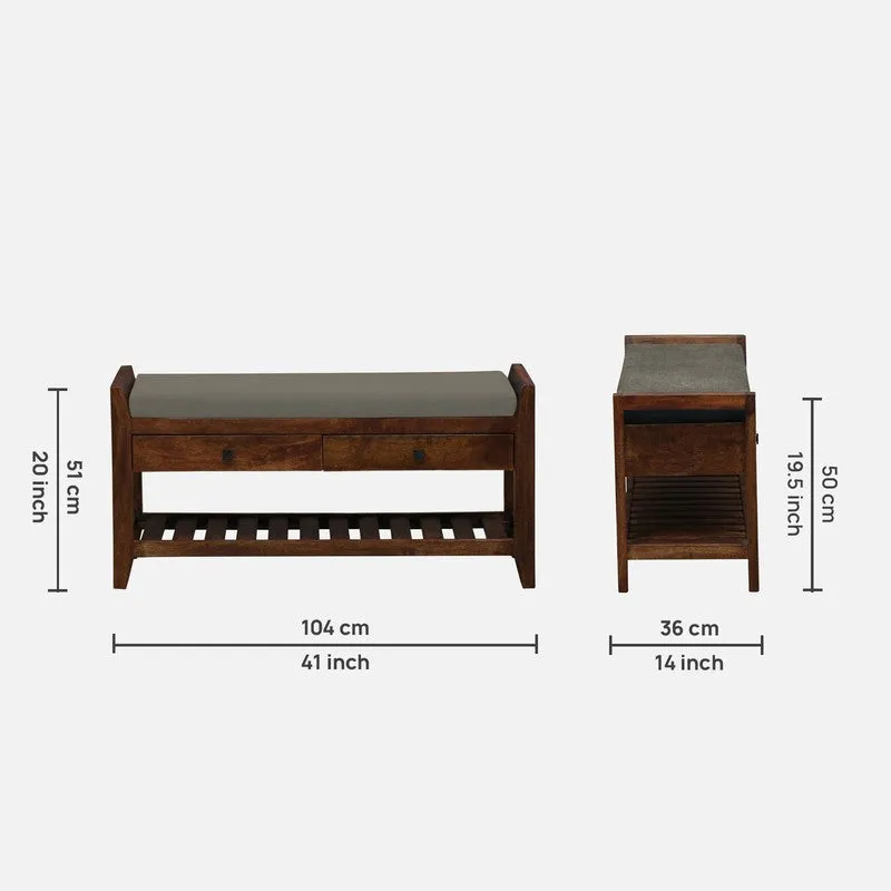 Harbor Nest Mango Wood Shoe Rack - Grey media 11