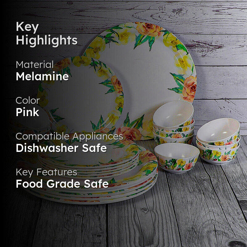 Floro Wrap Melamine Dinner Set - 24 Piece Set media 2