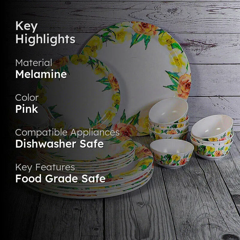Floro Wrap Melamine Dinner Set - 24 Piece Set media 2