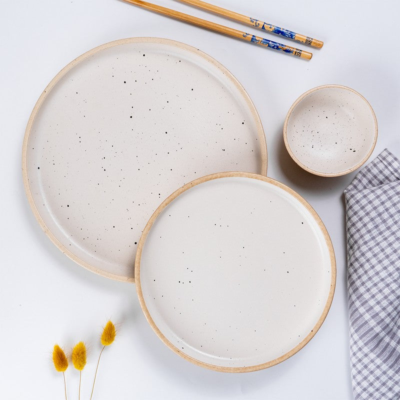 Speckled Beige Ceramic Dinner Set - 18 Piece Set media 7