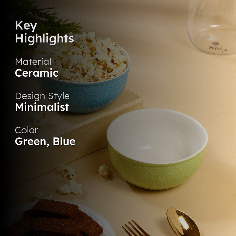 Cuppa Serving Bowl (Green,Blue,600 mL) - Set Of Two media 2