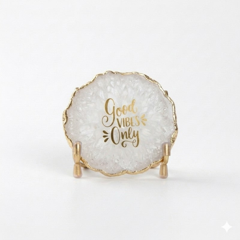 Good Vibes Agate Showpiece - White media 4