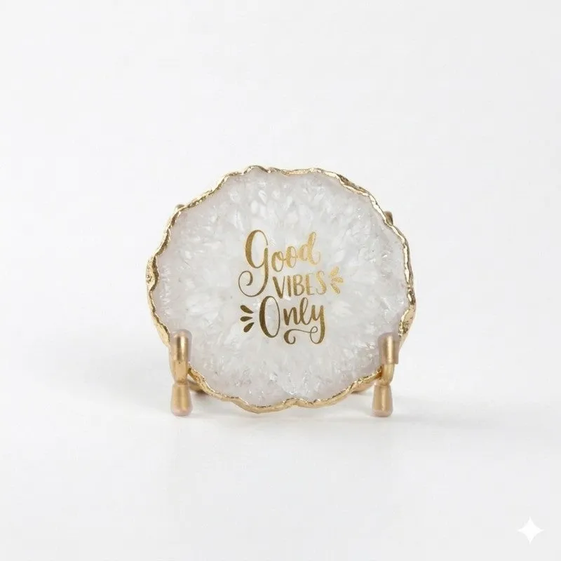 Good Vibes Agate Showpiece - White media 4