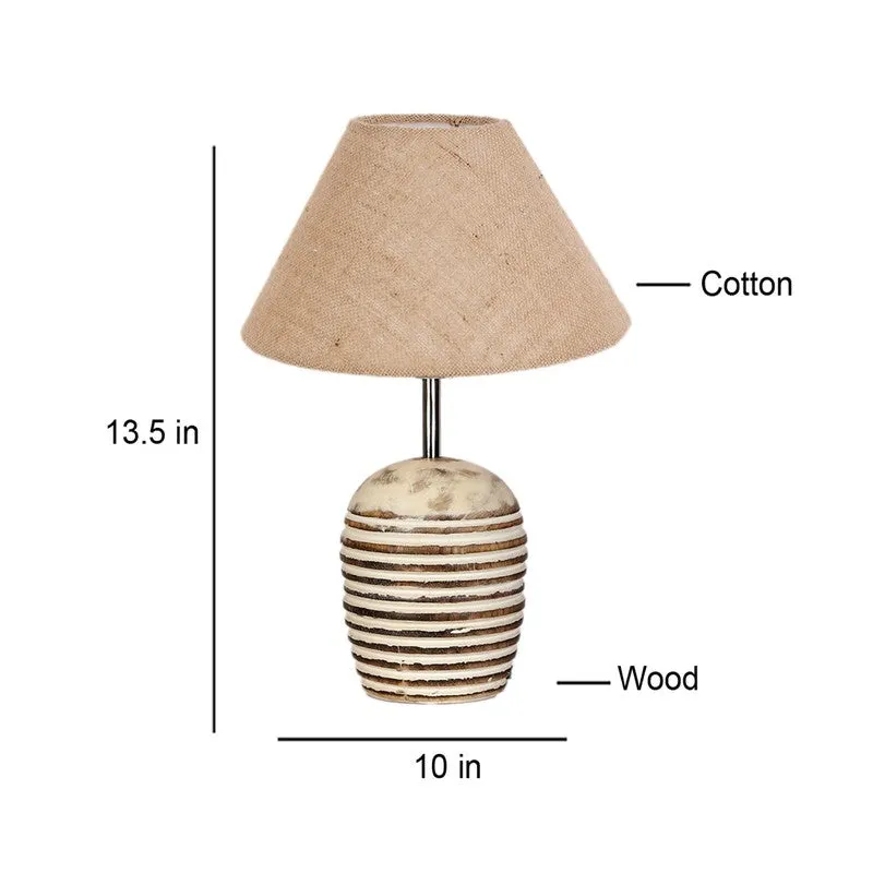 Lumexa Cotton Table Lamp With Wooden Base - Beige media 9