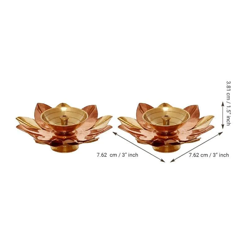 Padma Copper & Brass Golden Diyas - Set of Six media 4