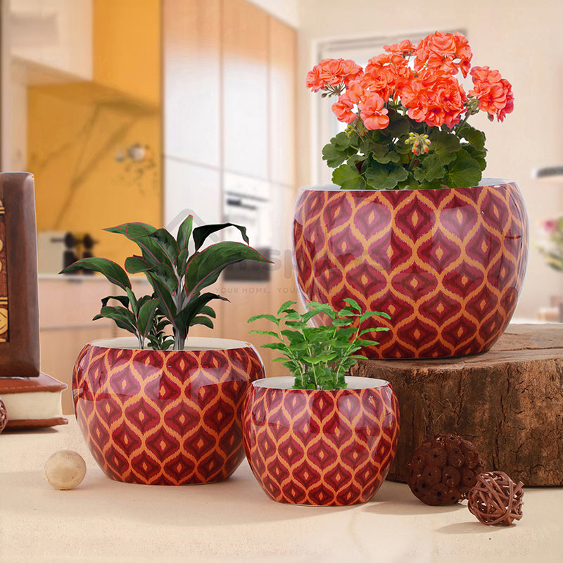 Meenakari Ethnic Handcrafted Planter - Set Of Three media 3