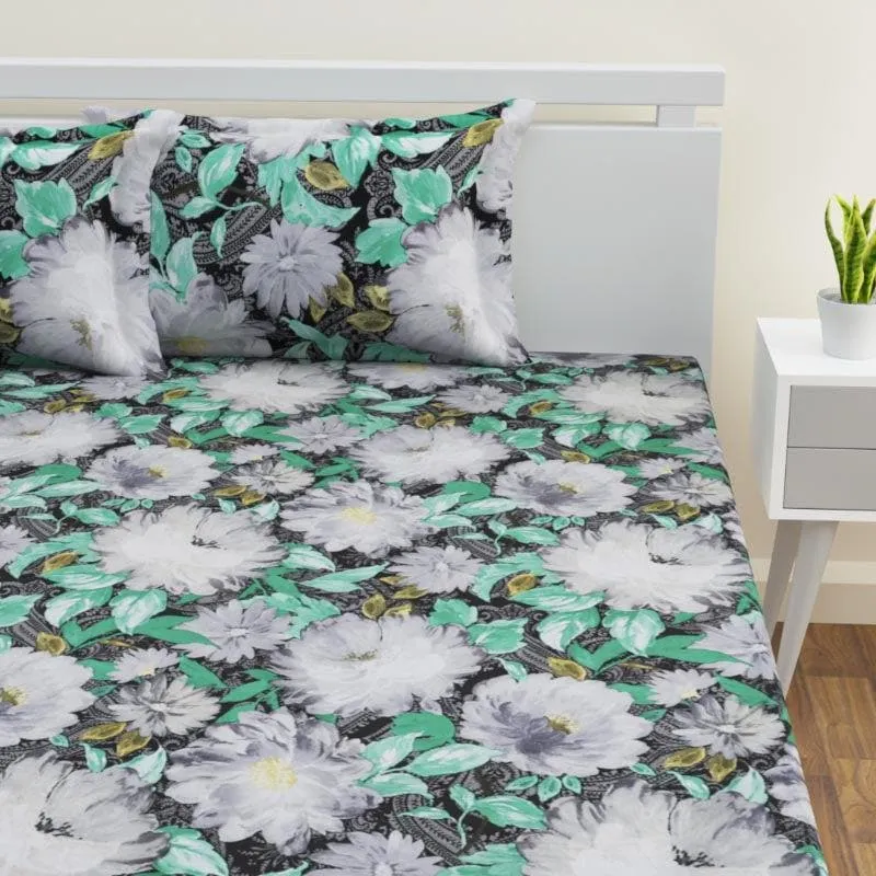Suba Floral Printed Cotton Bedsheet - 220 TC media 1