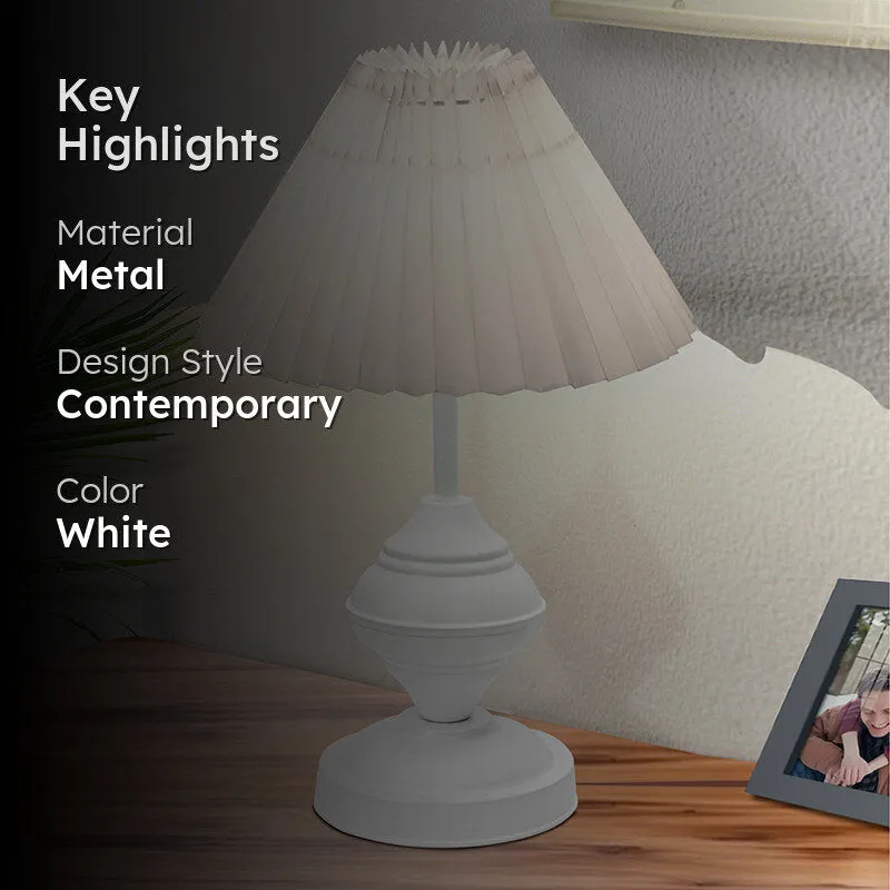 French Pleat Orbin Metal Table Lamp - White media 2