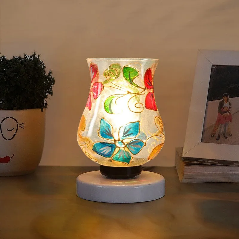 Mystilux Mosaic Glass Table Lamp With Wooden Base - Multicolor media 3