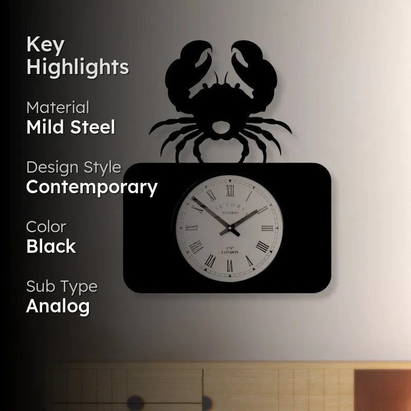 Cancerian Steel Analog Wall Clock - Black media 2