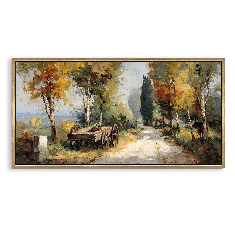 Serene Forest Cottage Road Wall Art media 4