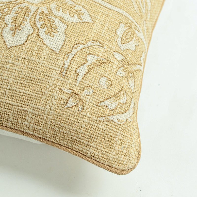 Imperial Petals Woven Cotton Cushion Cover (Beige) - Set Of Two media 4