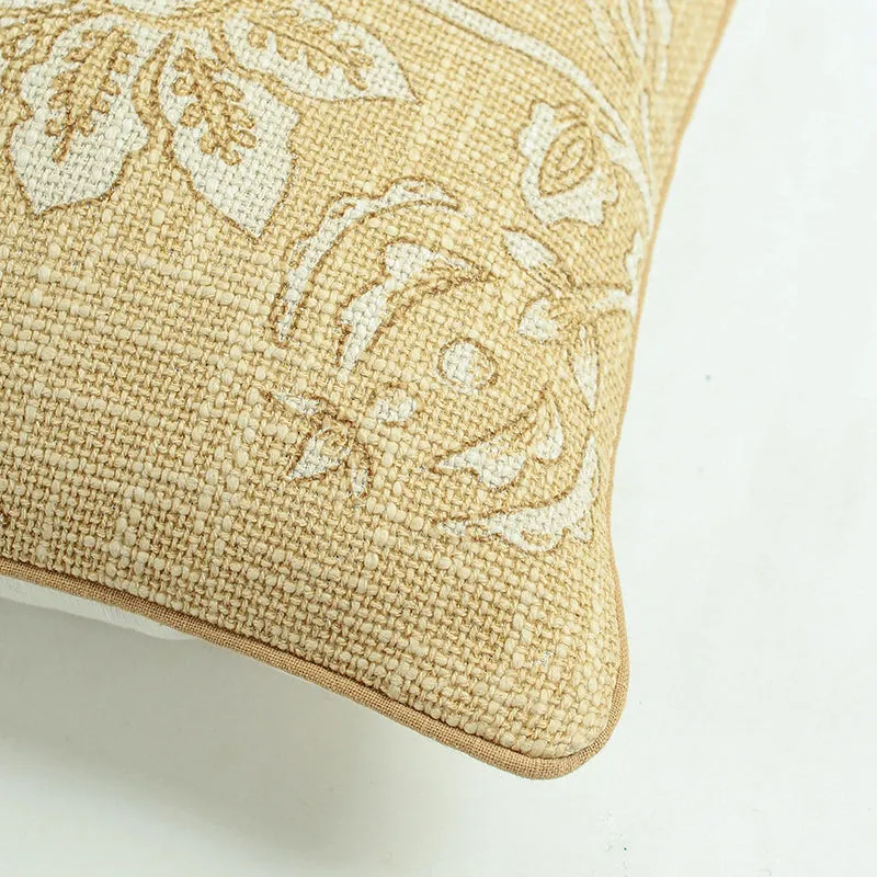 Imperial Petals Woven Cotton Cushion Cover (Beige) - Set Of Two media 4