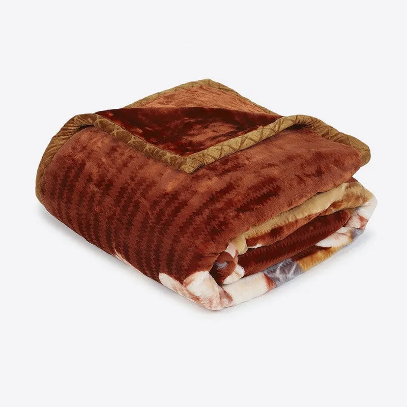 Monte Carlo Autumn Embrace Blanket (Brown,Beige) - 852 GSM media 5