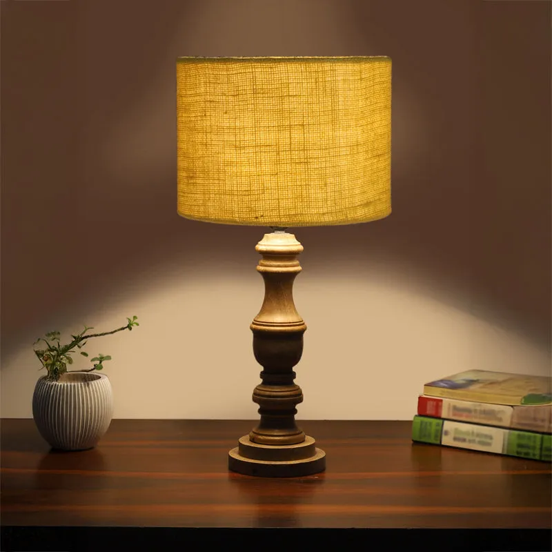 Sienna I Carve Wooden Table Lamp - Yellow,Brown media 1