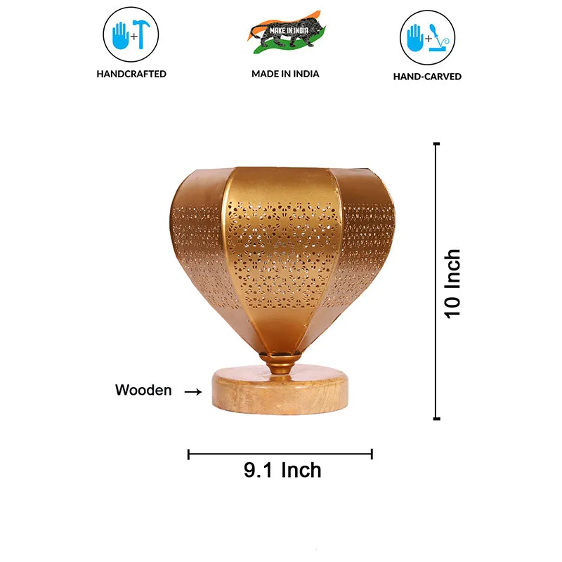 Gitana Glory Metal Table Lamp With Wooden Base - Gold media 5