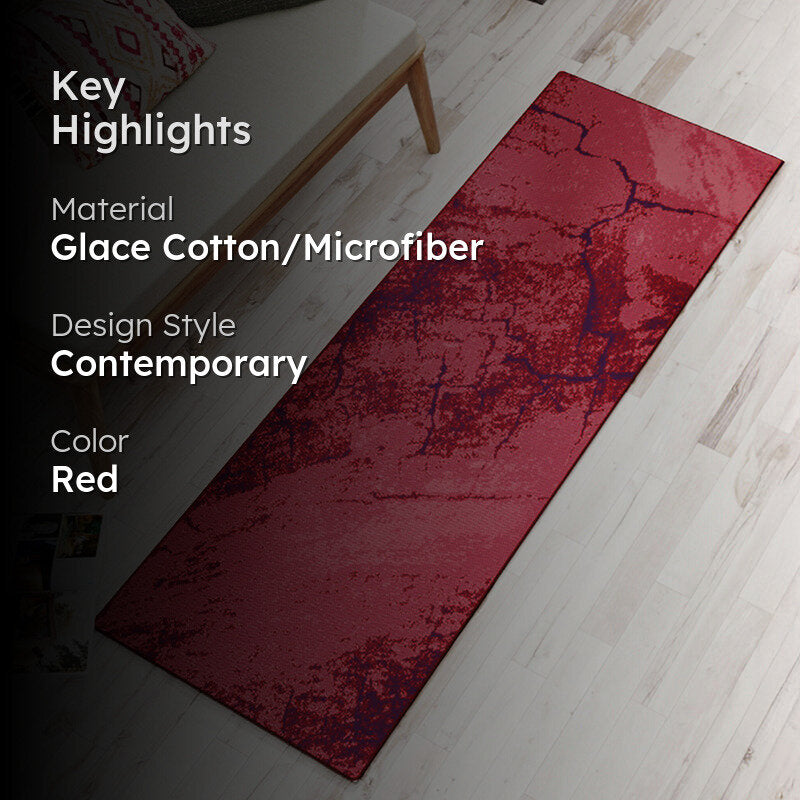 Edith Abstract Micro Fiber Runner Rug - Red media 2