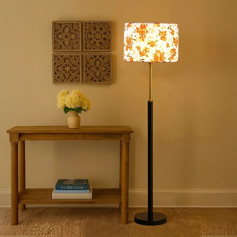 Retro Shine Wooden Floor Lamp - Orange media 1