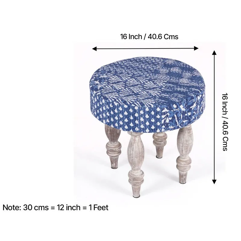Savex Sheesham Wooden Stools (Blue) - Set Of Two media 10