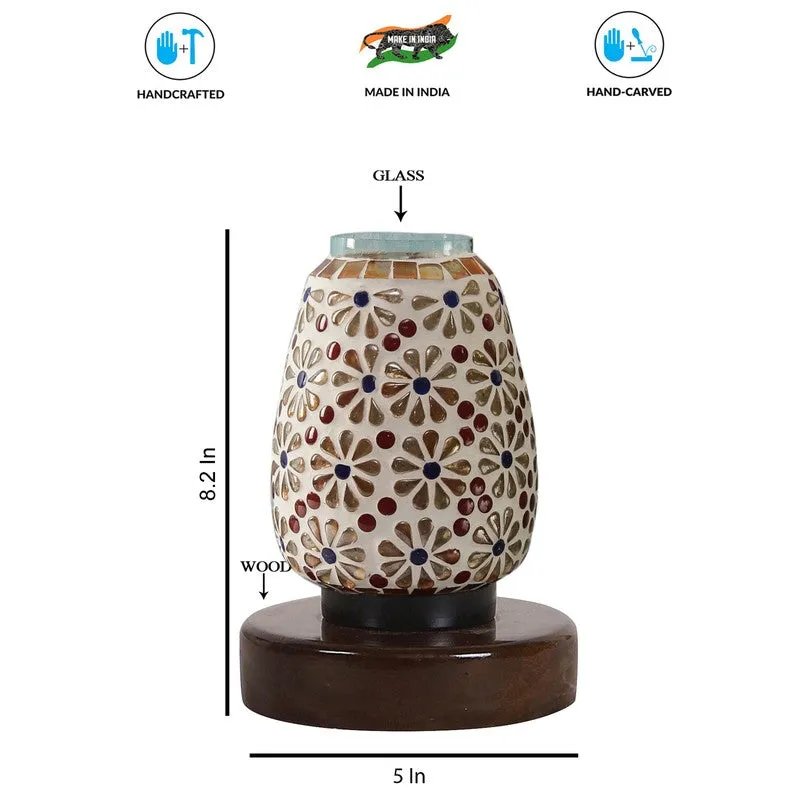 Glowsyn Glass Table Lamp With Wooden Base - Multicolor media 8