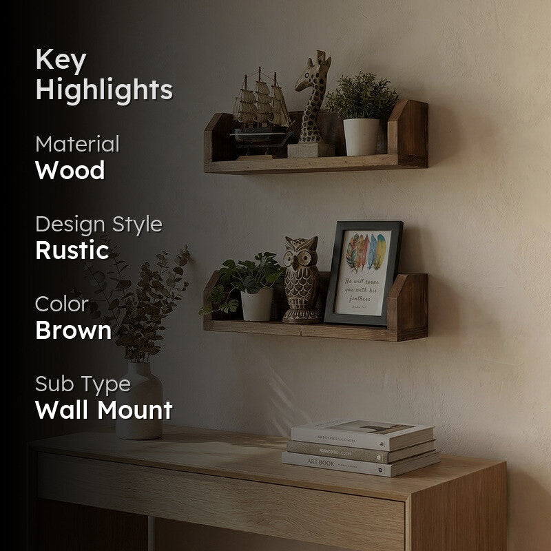 Urbanique set of 2 Wooden Wall Shelf Organiser media 2
