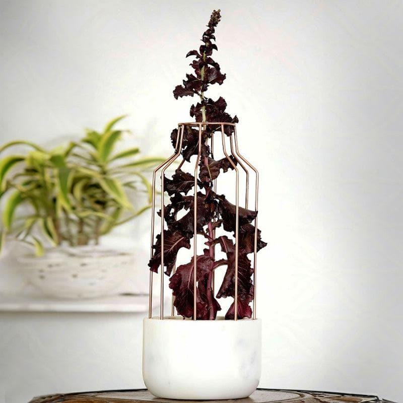 Copper Mesh Eartha Hand Crafted Marble Planter - White media 3
