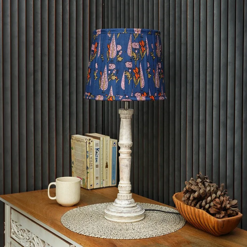 Indigo Veil Wooden Base Cotton Table Lamp - Multicolor media 3