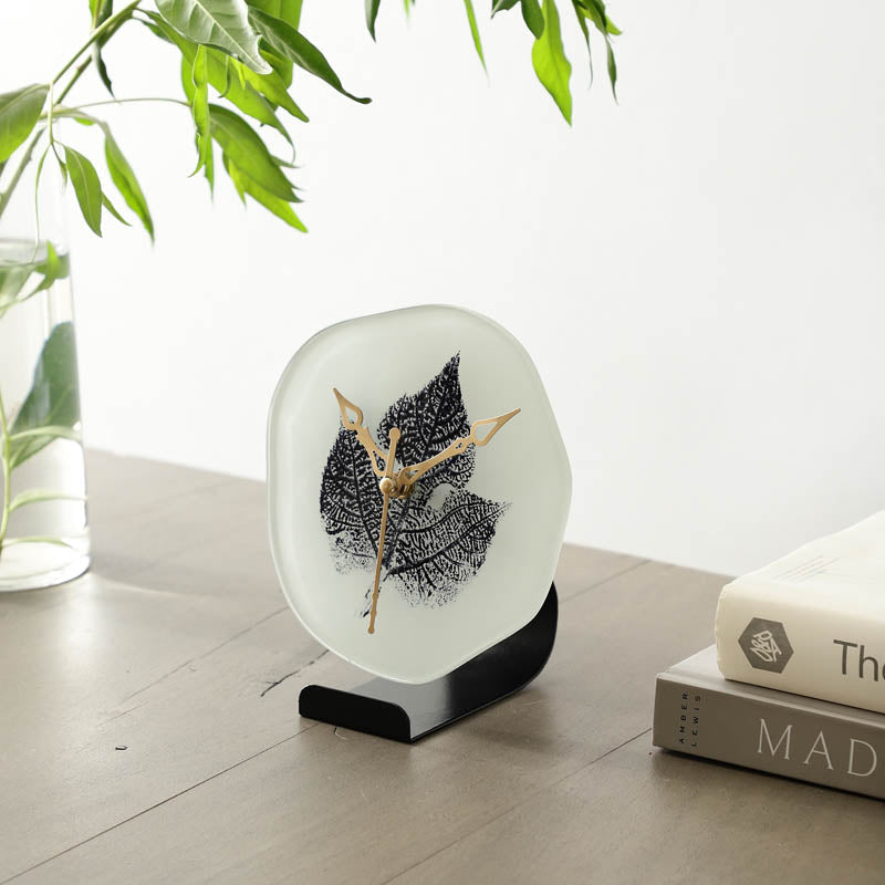 Eloise Leaf Embossed Table Clock