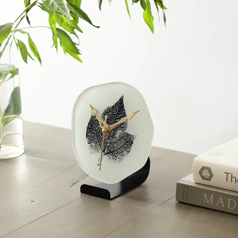 Eloise Leaf Embossed Table Clock media 1