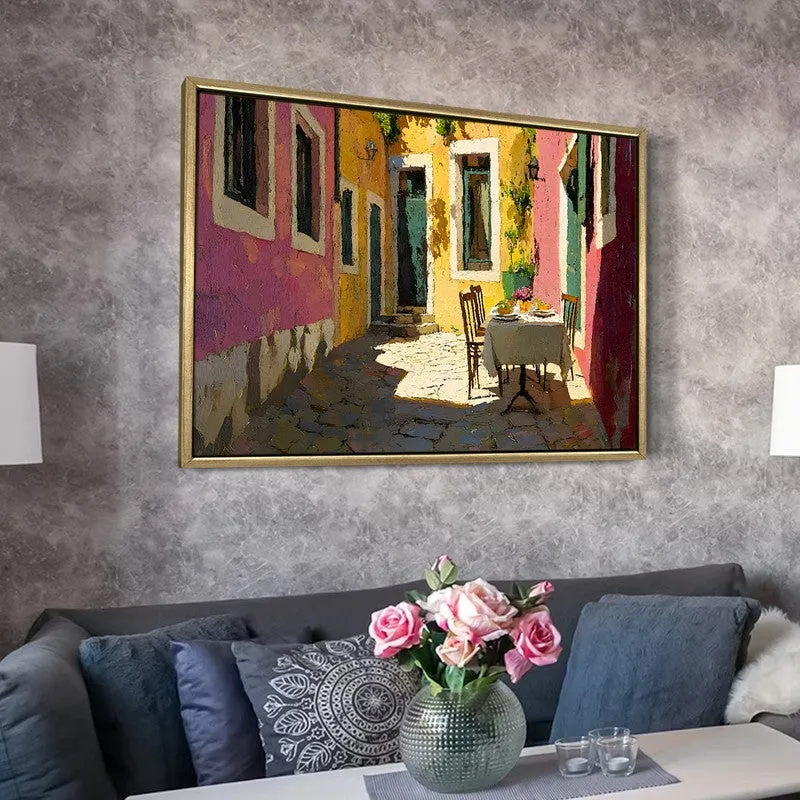 Colorful Village Canvas Wall Painting With Frame media 6