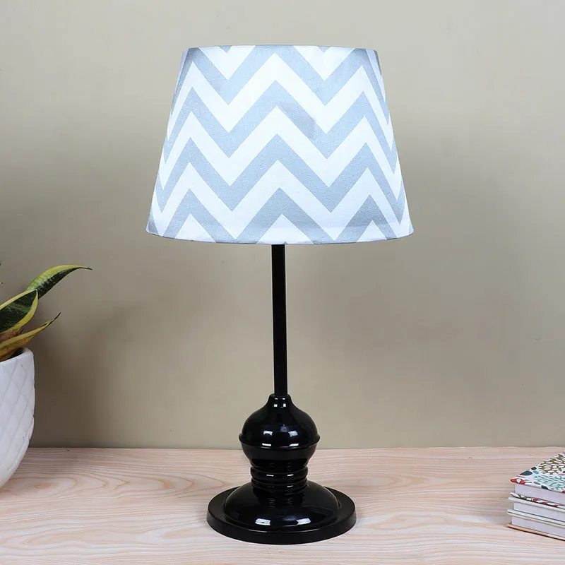 Chevron Light Griff Printed Metal Table Lamp - Grey,White,Black media 3