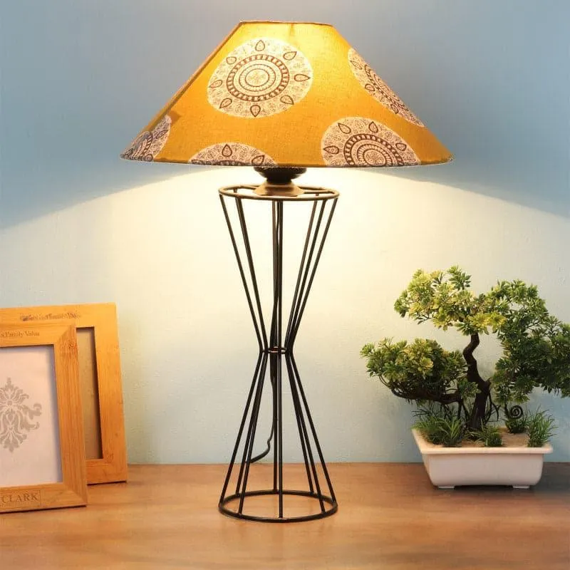 Mandala Merry Briar Fabric Table Lamp - Yellow,Black media 1