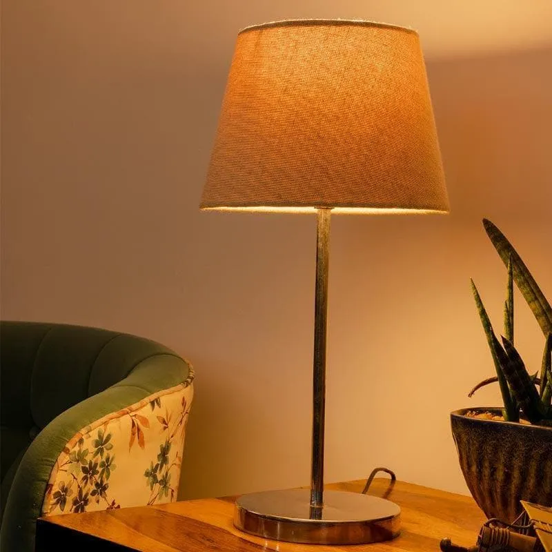 Classy With Twist Metal Chrome Fabric Table Lamp - Brown,Silver media 1