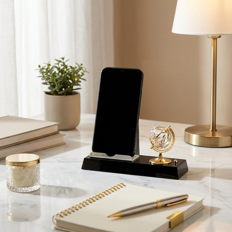 GoldenGlobe 24K Gold Plated Mild Steel Desk Organizer