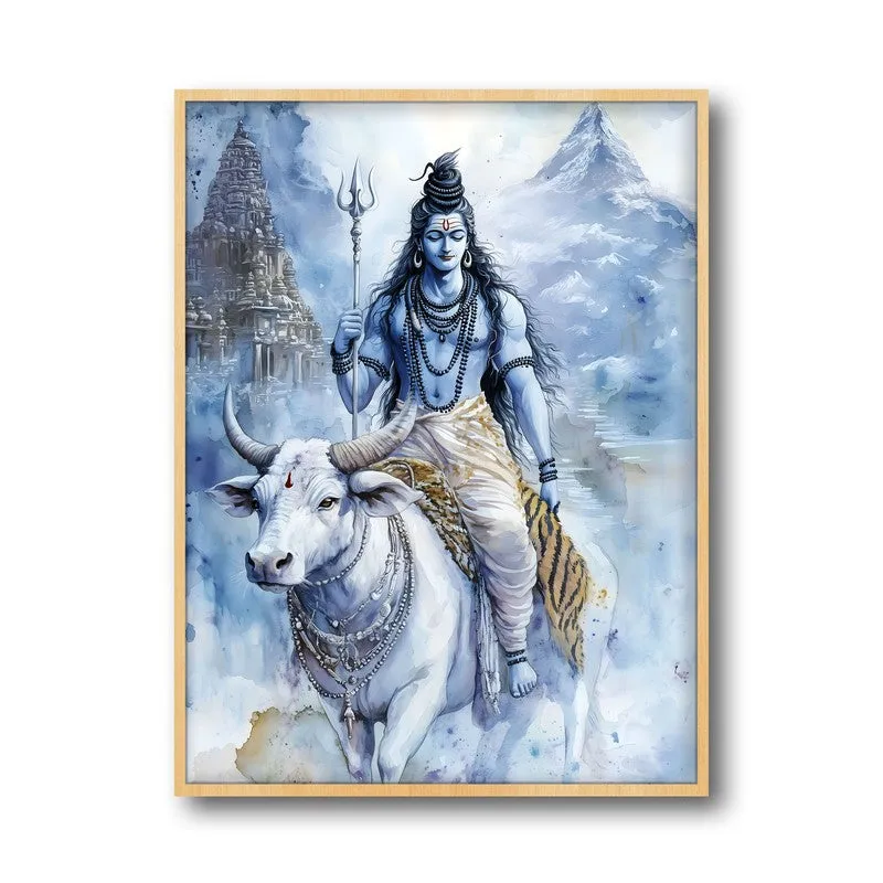 Nandivahana Spiritual Archival Paper Wall Painting - Natural Brown Frame media 5