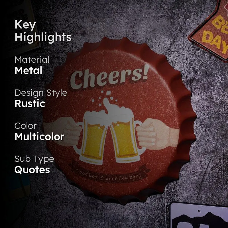 Cheers Bottle Cap Metal Wall Accent media 2