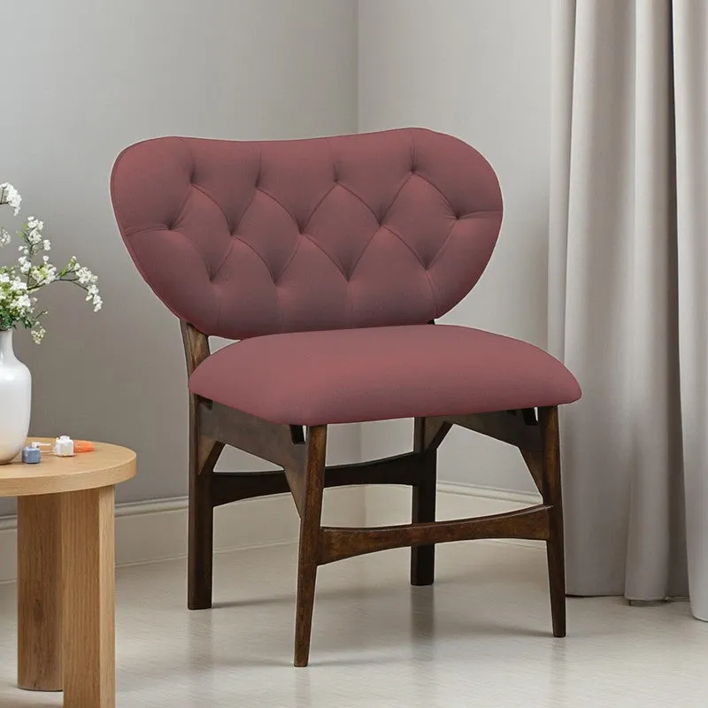 Racknest Rose Wood Accent Chair - Pink media 1