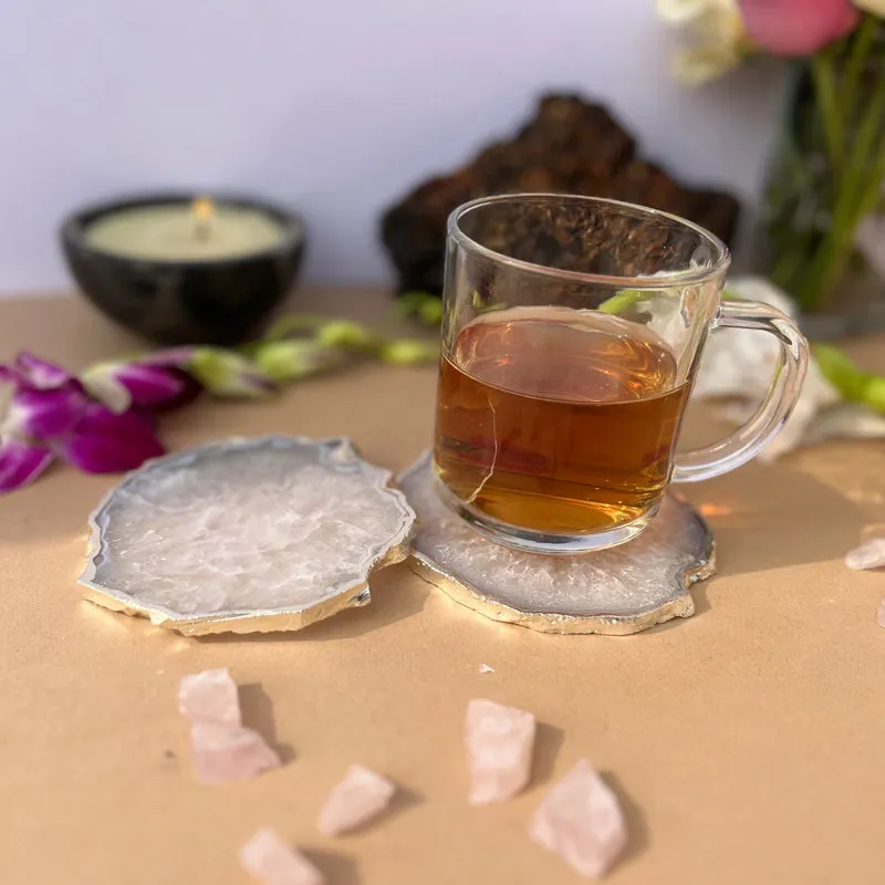 Byrona Handcrafted Crystal Agate Coaster (White) - Set Of Two media 5