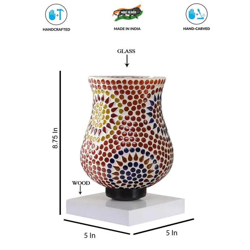 Luminexia Mosaic Glass Table Lamp With Wooden Base - Multicolor media 9