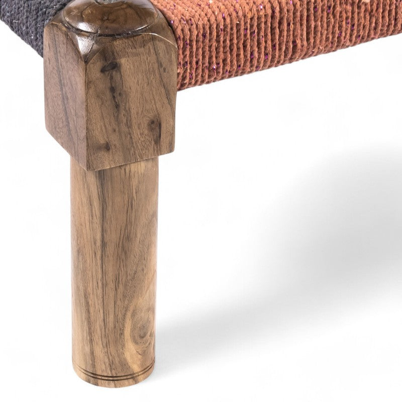 Hirox Sheesham Wooden Bench - Orange,Grey media 5