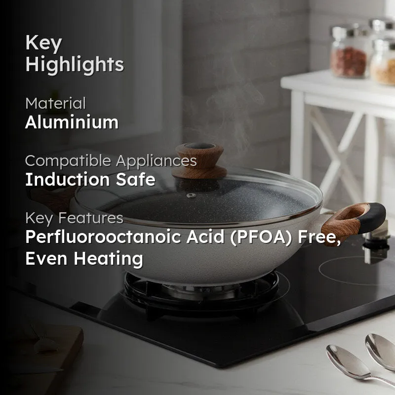 Bergner Nano Sear Non-Stick Kadhai With Lid (24 cm) - 2000 mL media 2
