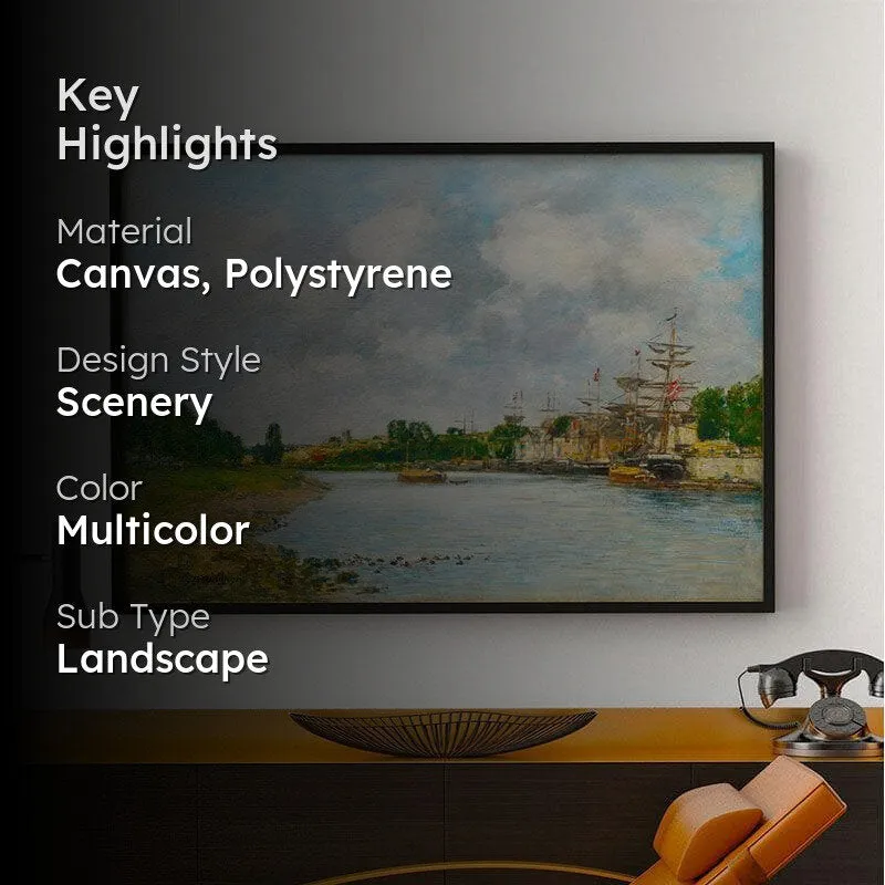 View Of The Port Canvas Wall Painting - Black Frame media 2