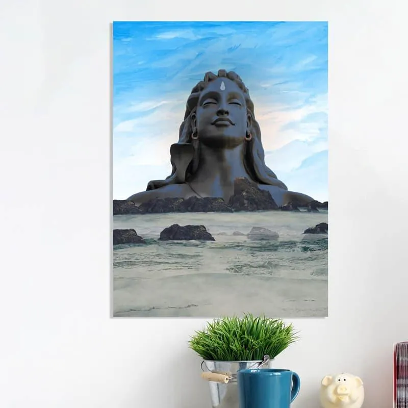 Tranquil Adiyogi Canvas Wall Painting media 3