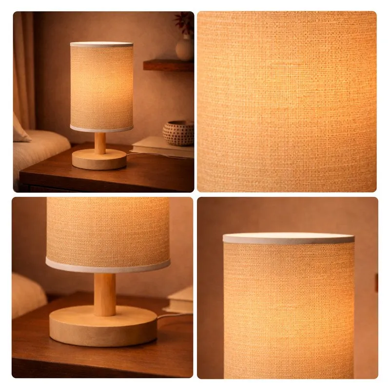 Natural Grain Jute Wooden Table Lamp - Beige media 10