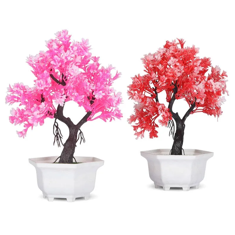 Bonsai Tree with Pot (Pink,Red) - Set Of Two media 4