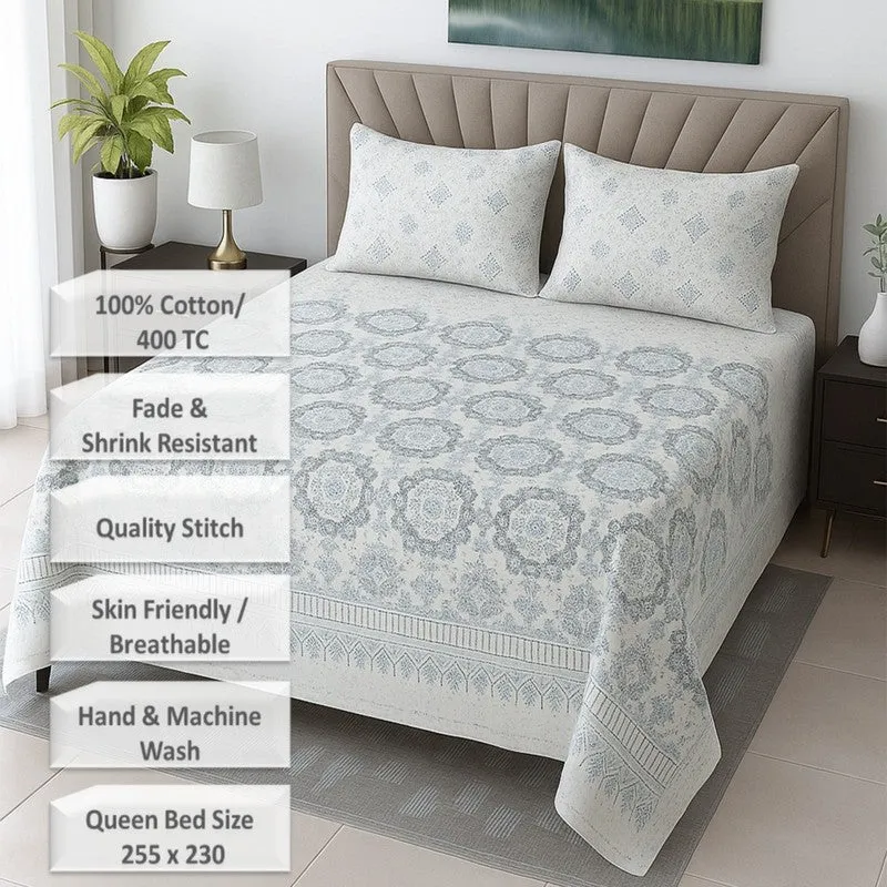 Nooraya Cotton Bedsheets (Grey) - 400 TC media 8